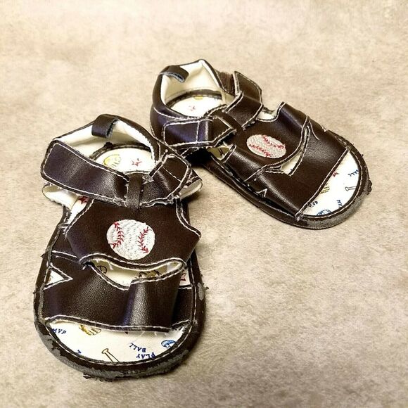 Vitamins Baby Boys Stepping Stone  Size 9-12 Months Brown  Open Toe Sandals - Picture 5 of 10